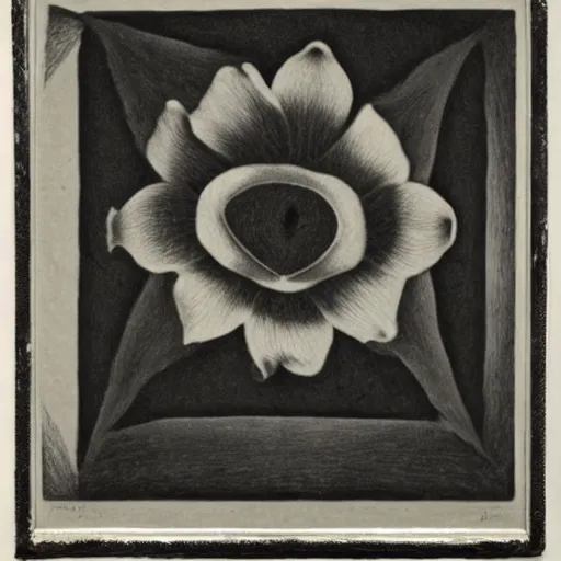 Prompt: Flower, M. C. Escher mezzotint