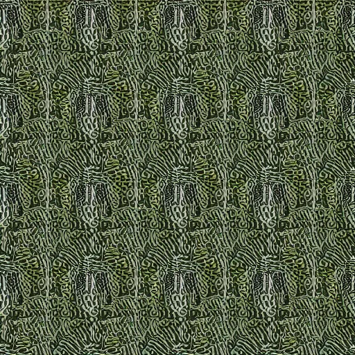 Image similar to afrofuturism camouflaged textured herbs pattern, symmetrical