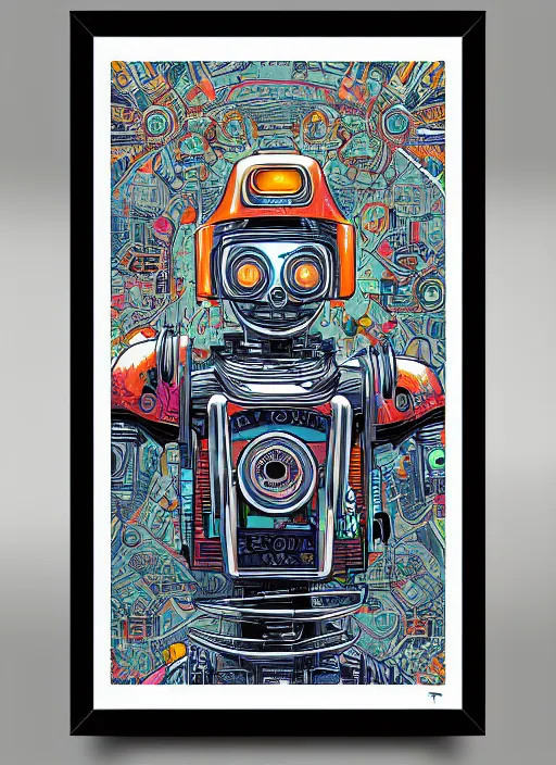 Prompt: an illustration of a portrait of a robot by dan mumford