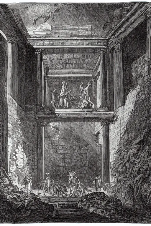 Prompt: Labyrinth, Giovanni Battista Piranesi and Dan Mumford, 1750, engraving, from the British Museum