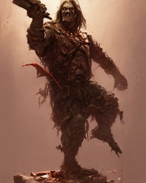 Prompt: hyper realistic photo portrait zombie dwarf cinematic, greg rutkowski, james gurney, mignola, craig mullins, brom