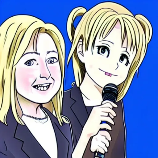 Image similar to hillary clinton as a member of k - on, manga style