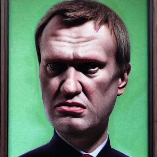 Prompt: Portrait by H.R.Giger of Alexei Navalny degraded abomination, photo-realistic, 2K, highly detailed