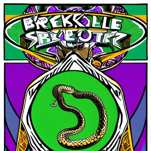 Prompt: breakdancing snake oil salesman, cowboy b-boy purple green wildstyle