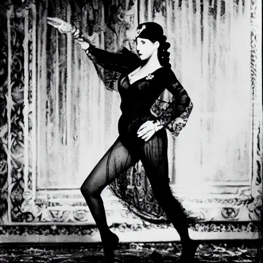 Image similar to Mata Hari as a noir impressionist sorceress