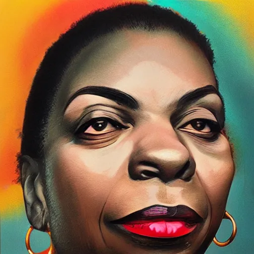 Image similar to portrait nina simone by leng jun, hyper real