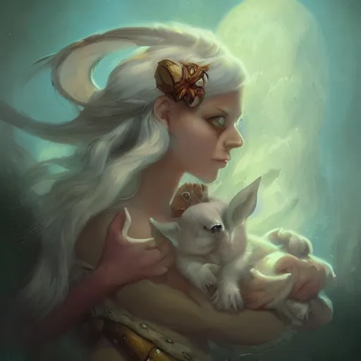 Prompt: lullaby cute and adorable, pretty, beautiful, dnd character art portrait, matte fantasy painting, deviantart artstation, by jason felix by steve argyle by tyler jacobson by peter mohrbacher, cinematic