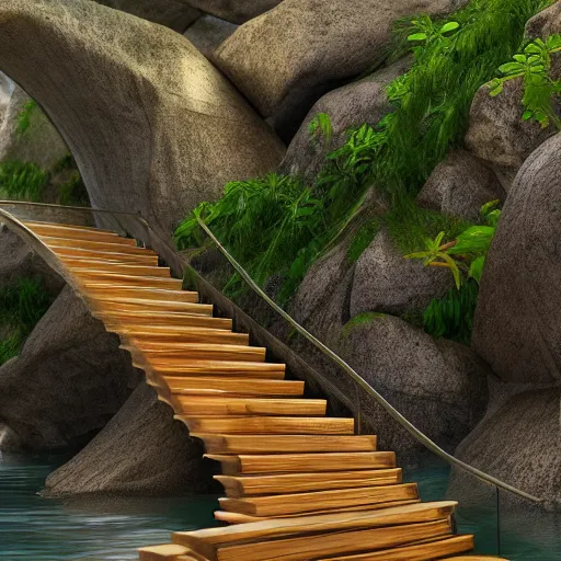 Prompt: a stairway of flowing water, hyperrealistic, 8 k, octane render, unreal engine, highly detailed, a real photographic, digital art, 8 k, realistic, ocatne render