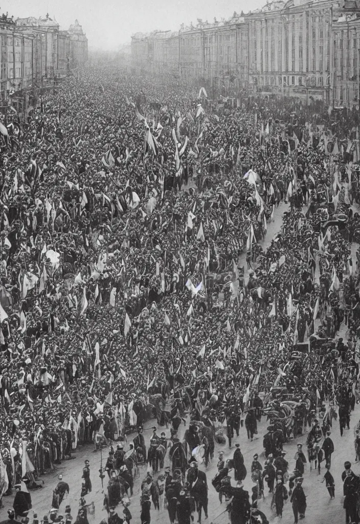 Image similar to Tzar parade in 1914 in summer, Saint Petersburg, morning, trending on Artstation
