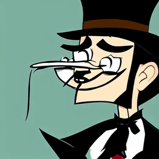 Image similar to cartoon vampire look mister jack wearing high hat and monocle