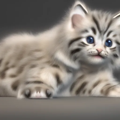 Image similar to photorealistic kitten. hyperdetailed photorealism, 1 0 8 megapixels, amazing depth, high resolution, 3 d shading, 3 d finalrender, 3 d cinematic lighting