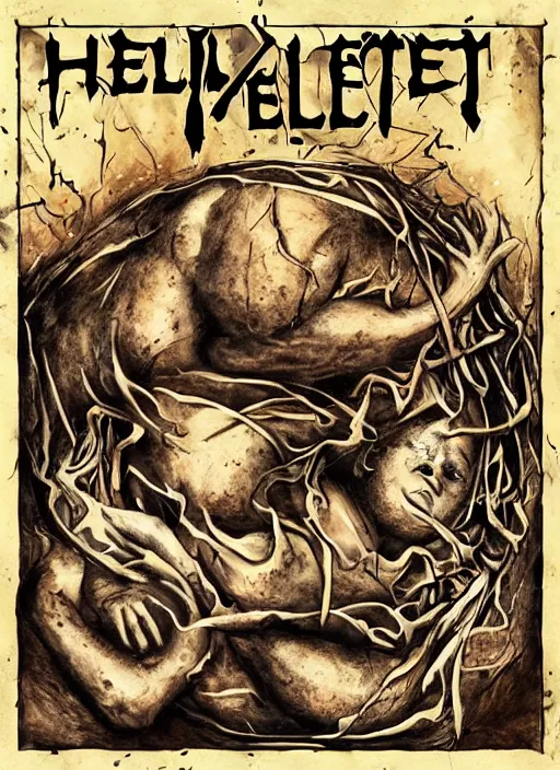 Image similar to an album cover for a metal band named helbent fetus