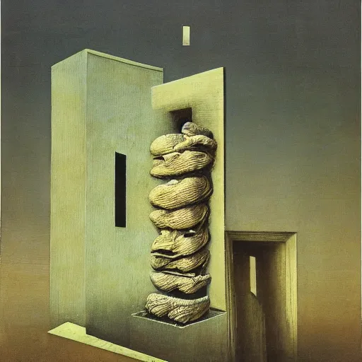 Prompt: tall boxes falling out of space, zdzislaw beksinski