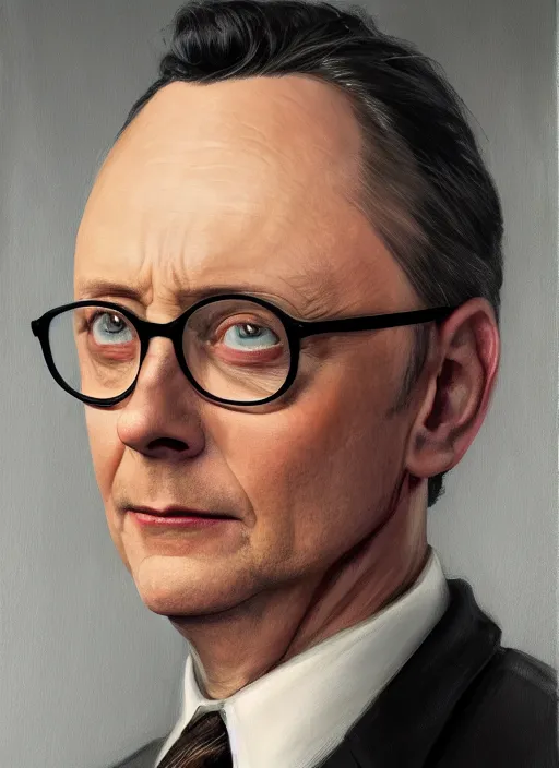 Prompt: portrait of michael emerson as leland townsend in evil ( 2 0 1 9 ), highly detailed, centered, solid color background, digital painting, artstation, concept art, smooth, sharp focus, illustration, artgerm, donato giancola, basil gogos, joseph christian leyendecker, les edwards, ed repka, ominous, wlop