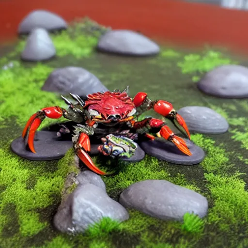 Image similar to Half crab half tank, painted wargaming miniature