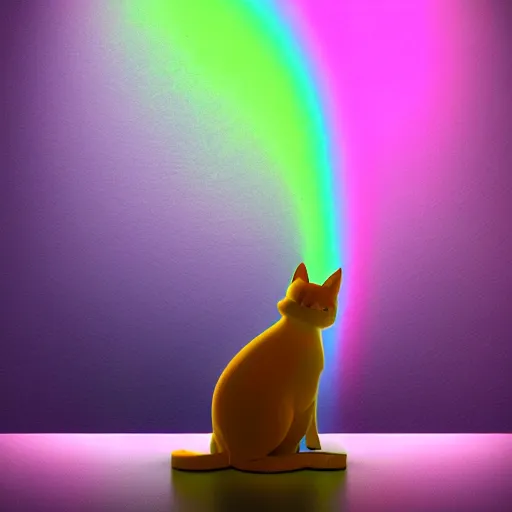 Image similar to 3d rainbow cat character by Beeple, viewed from beside