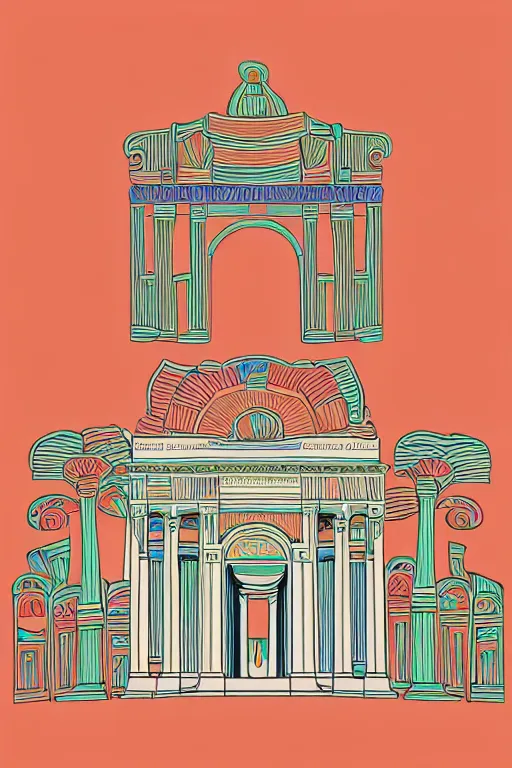 Image similar to minimalist boho style art of colorful rome, illustration, vector art