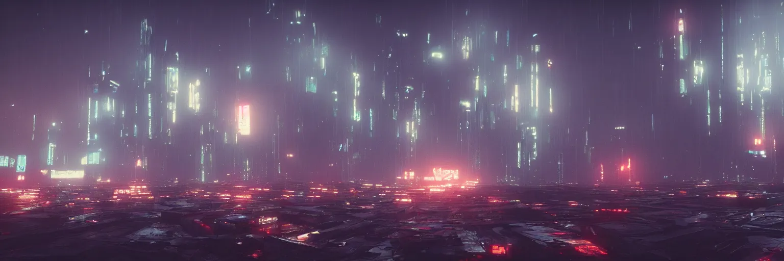 Prompt: the sky above the port was the color of television, tuned to a dead channel. In the style of Blade Runner, CyberPunk. greg rudkowski, unreal engine, 4k, octane render, sci-fi futuristic