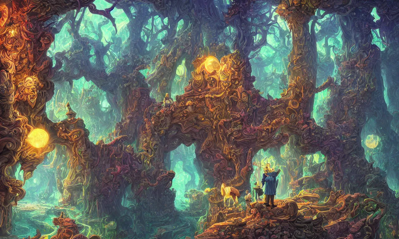 Image similar to large kerberos realm, wizard issues ticket close up, reading a directory, colorful ravine, 3 d art, digital illustration, perfect lighting