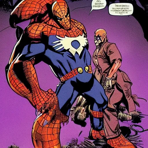 Image similar to the maxx stomping on spider - man in the outback