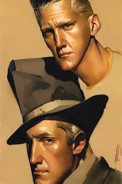 Prompt: boomhauer, painting by jc leyendecker!! phil hale!, angular, brush strokes, painterly, vintage, crisp