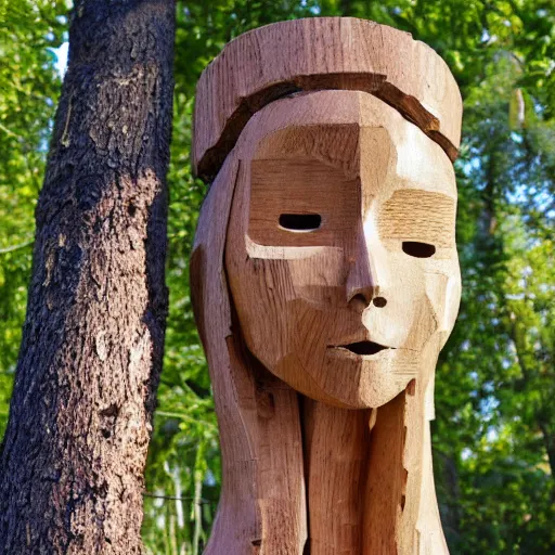 Image similar to girl made out of wood