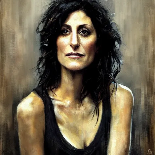 Image similar to face protrait of lisa edelstein, realistic, ultrahd, jeremy mann painting