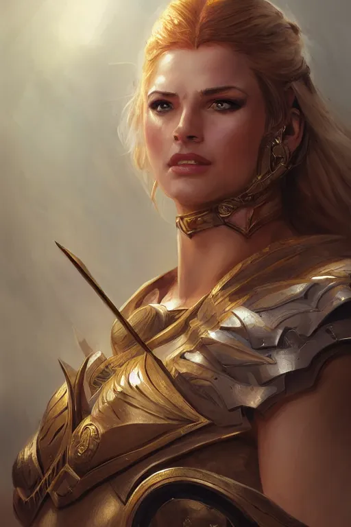 Image similar to amazon valkyrie athena, d & d, fantasy, portrait, highly detailed, headshot, digital painting, trending on artstation, concept art, sharp focus, illustration, art by artgerm and greg rutkowski and magali villeneuve