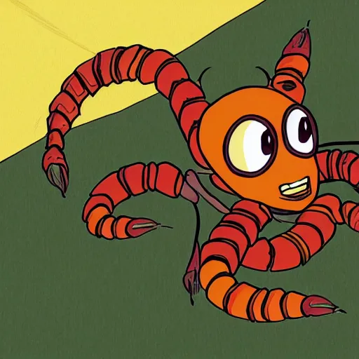 Prompt: a cartoon scorpion in studio ghibli artstyle