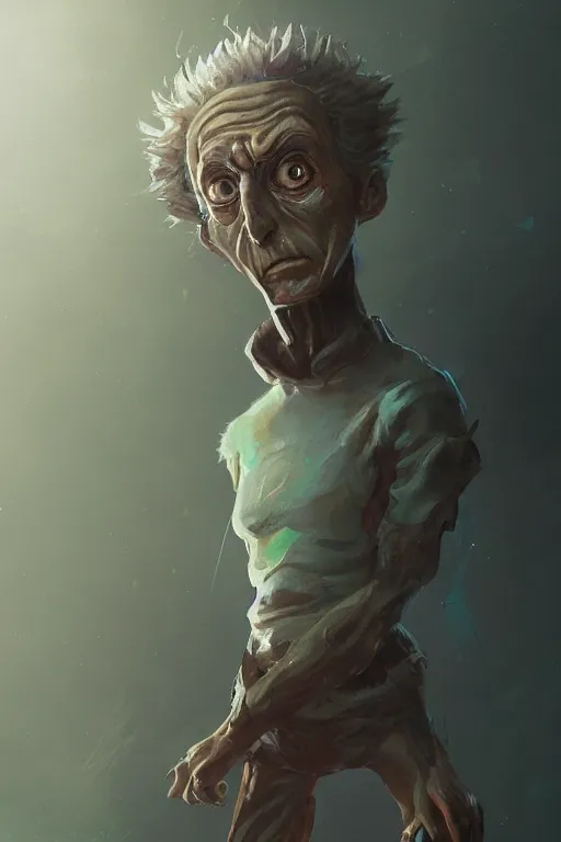 Prompt: A highly detailed full body portrait painting of Morty from Rick and Morty, Greg Rutkowski, trending on artstation