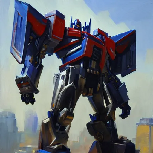 Prompt: greg manchess portrait painting of evil optimus prime the transformer as overwatch character, medium shot, asymmetrical, profile picture, organic painting, sunny day, matte painting, bold shapes, hard edges, street art, trending on artstation, by huang guangjian, gil elvgren, ruan jia, greg rutkowski, gaston bussiere