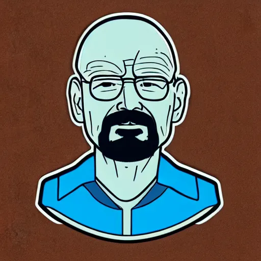 Image similar to a breaking-bad-walter-white, svg sticker, vector art, wearing headphones, jamming to music