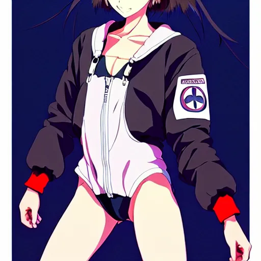 Image similar to a beautiful natalie portman as an anime boy gravure model, wearing oversized mayan bomber jacket and leotard with overalls, bulky poofy bomber jacket with mayan patterns, aztec street fashion, gapmoe yandere grimdark, trending on pixiv fanbox, painted by greg rutkowski makoto shinkai takashi takeuchi studio ghibli, akihiko yoshida