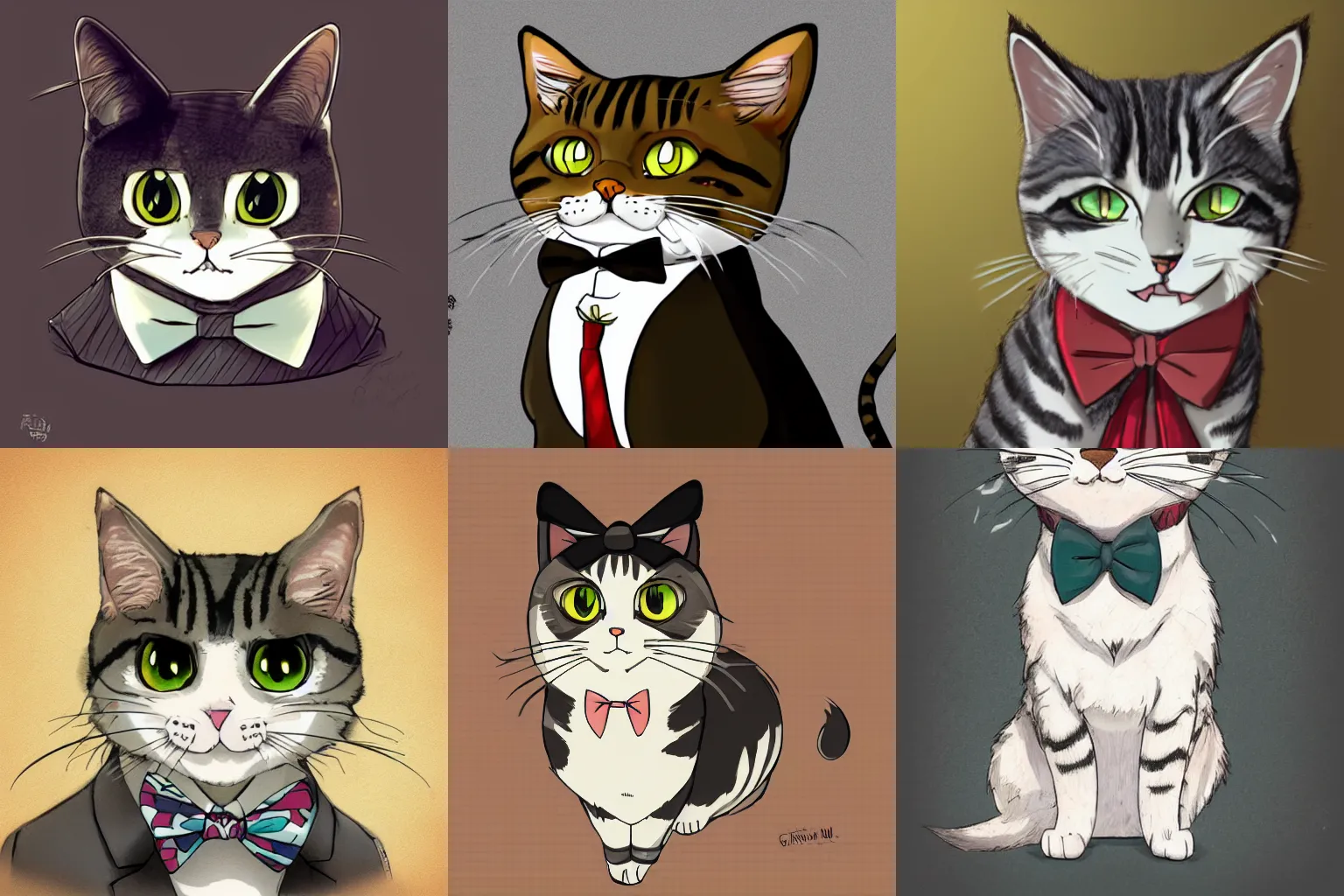 Portrait of a happy tabby cat with a bowtie, Anime | Stable Diffusion ...