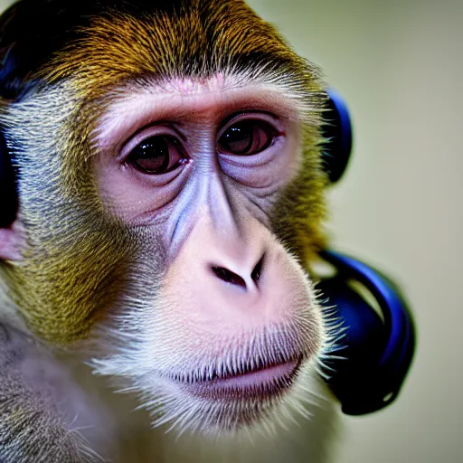 Prompt: monkey with headphones