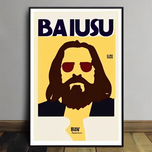 Image similar to Bauhaus poster of the dude from the big lebowski