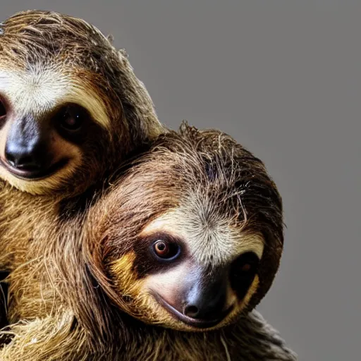 Image similar to a studio photo of a sloth using a cowboy hay