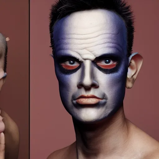 Prompt: an atractive male wearing prosthetics that makes his skin look like tiny mushrooms are growing from it, make up made the winner of the tv show the face off, photographed by andrew thomas huang for a magazine