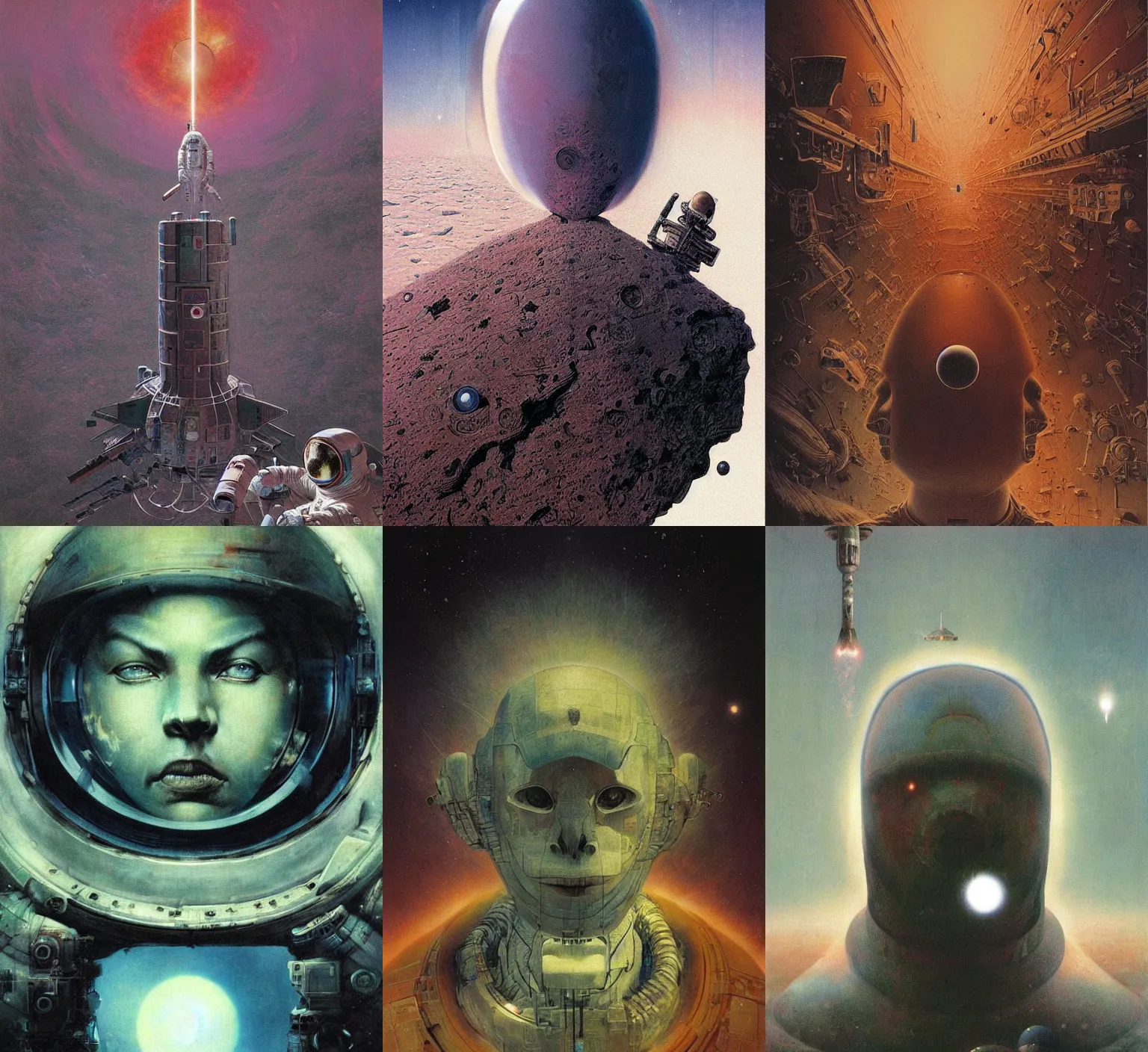 Prompt: portrat soviet cosmonavt, space travel, art by beksinski and stephan martiniere, japan poster, fatal