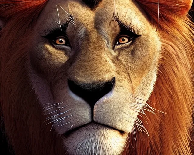 Prompt: scar from the lion king, still, animated movie, disney 1 9 9 0, film