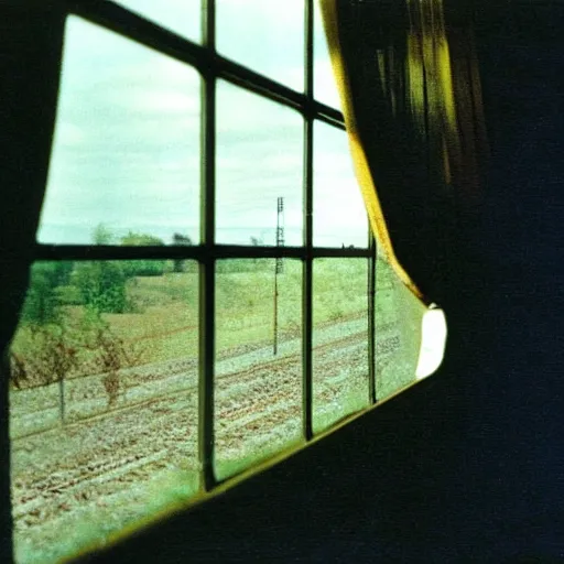 Image similar to view from a moving train window east germany 1 9 8 5