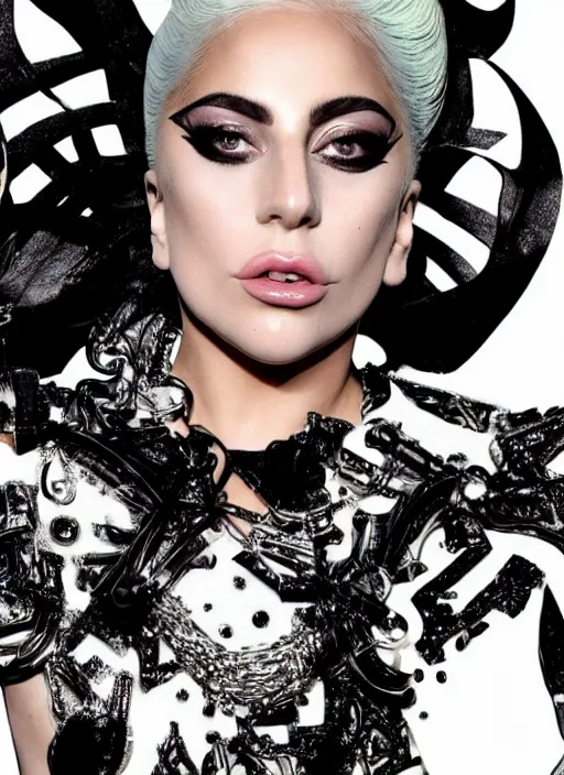 Image similar to lady gaga styled by nick knight posing, born this way 2 0 1 1 album inspired, photohoot, set pieces, intricate set, vogue magazine, canon, highly realistic. high resolution. highly detailed. dramatic. 8 k. 4 k.