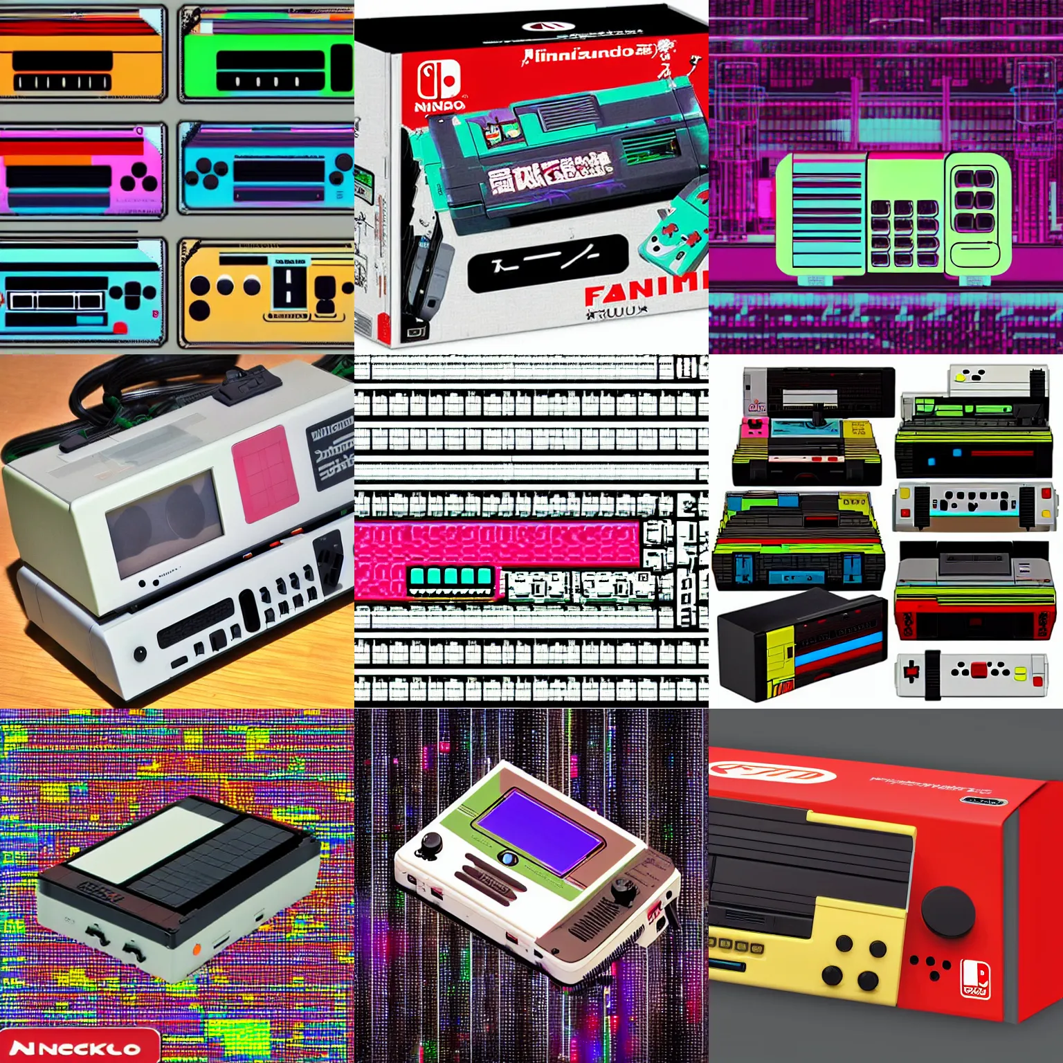 Prompt: consol nintendo famicom, cyberpunk style, hi-tech style