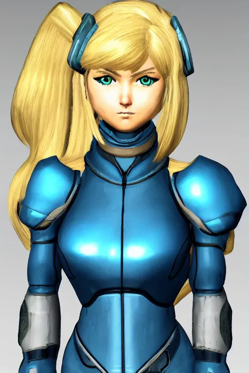 Prompt: an in game portrait of zero suit samus from skyrim, skyrim art style.