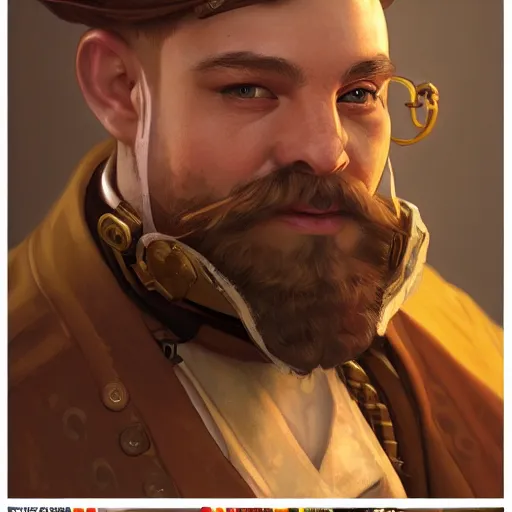 Image similar to portrait painting of a young male steampunk dwarf, highly detailed, digital painting, art by Stanley Lau and Artgerm and magali villeneuve and Alphonse Mucha, artstation, octane render, cgsociety