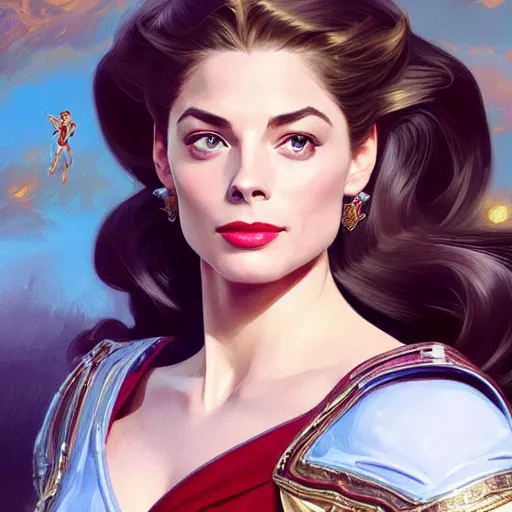 Prompt: A combination of Grace Kelly's and Kristin Kreuk's and Ashley Greene's faces as She-Ra, western, D&D, fantasy, intricate, elegant, highly detailed, digital painting, artstation, concept art, matte, sharp focus, illustration, art by Artgerm and Greg Rutkowski and Alphonse Mucha