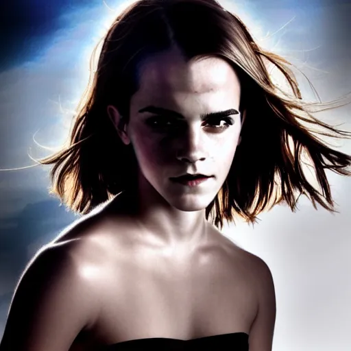 Prompt: emma watson portrait, chrome, reflect, fantasy atmospheric lighting, painted, voluptuous, menacing, intricate, volumetric lighting, beautiful, rich deep colours masterpiece, sharp focus, ultra detailed