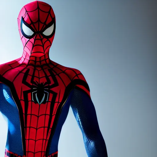 Image similar to still photo of spider - man, highly detailed, photorealistic portrait, bright studio setting, studio lighting, crisp quality and light reflections, unreal engine 5 quality render