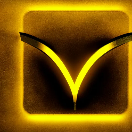 Image similar to crow symbol for an agency logo, glowing yellow, cinematic lighting, cinema 4 d, cinematic, 8 k hd artwork, yellow lighting