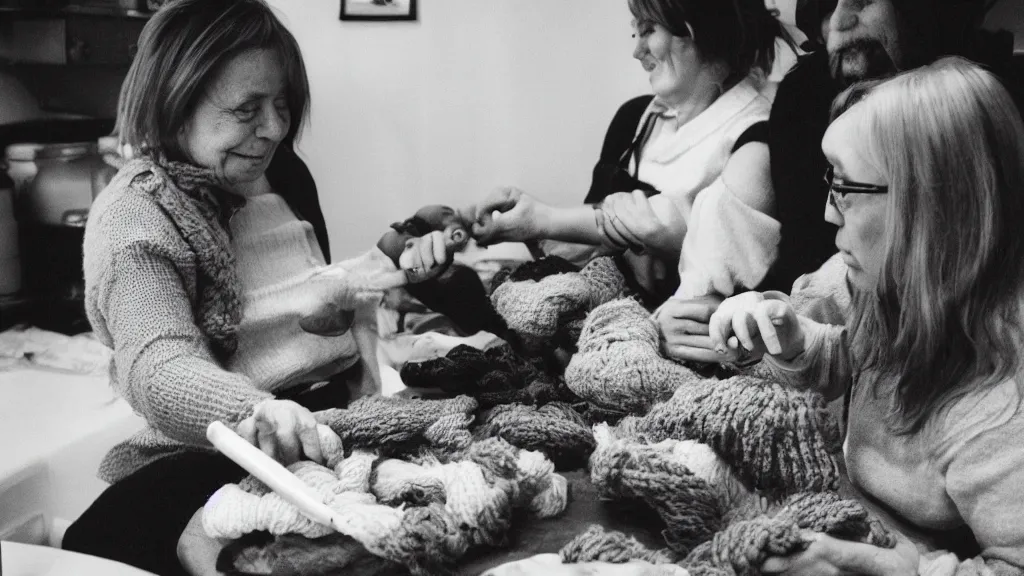 Image similar to tri - x 4 0 0 tx conversational... is that a knitting or a take - out? i really can't tell.